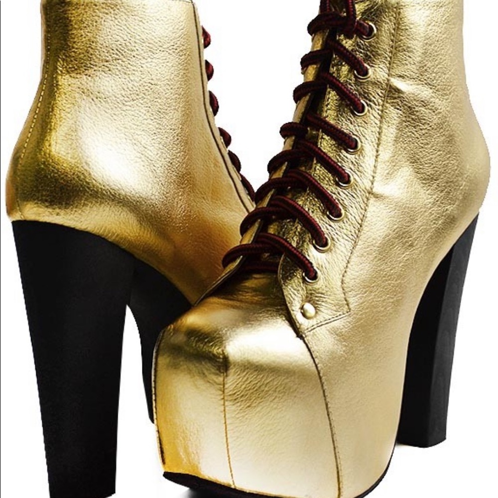 Limited edition Jeffery Campbell gold litas